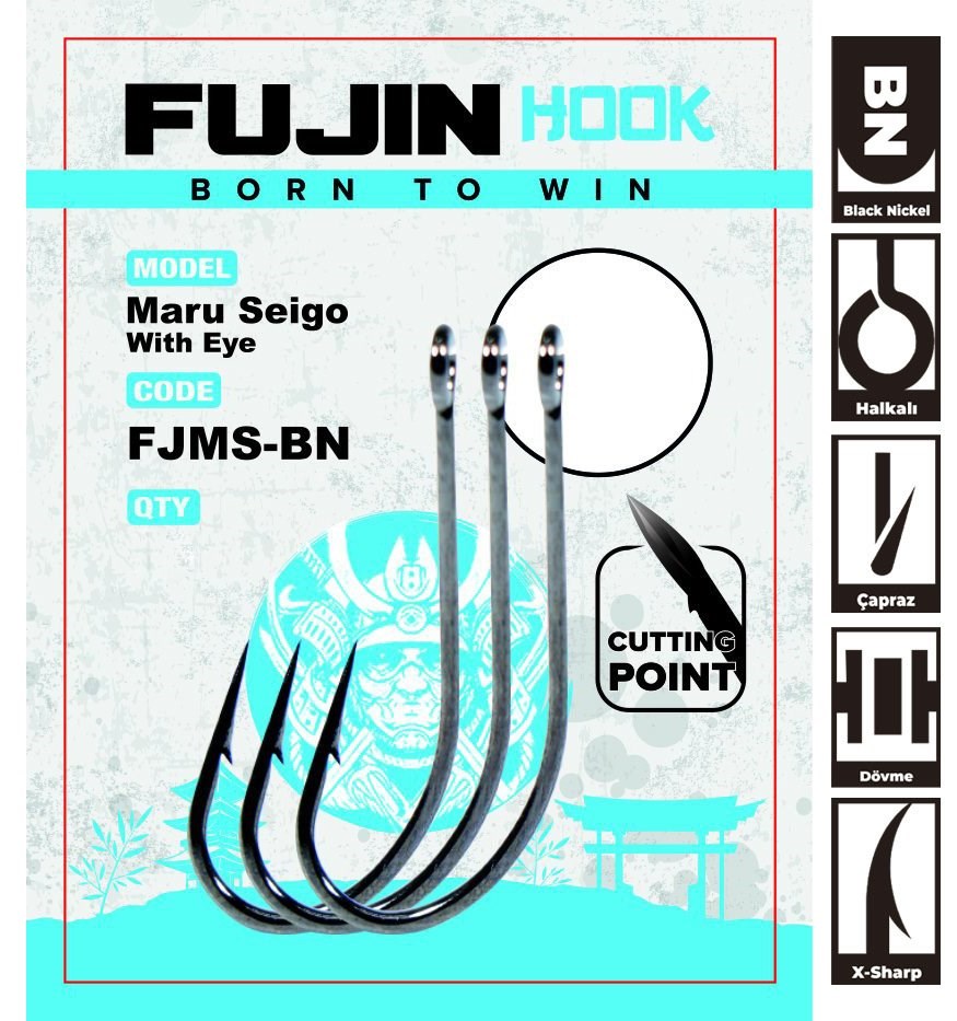 FUJİN MARU SEİGO WİTH EYE ÇAPRAZ DELİKLİ OLTA KANCASI (PAKET İÇERİSİNDE 10 ADET)