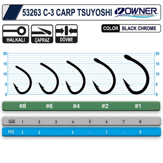 OWNER 53263 C-3 CARP TSUYOSHİ BLACK CHROME SAZAN İĞNESİ