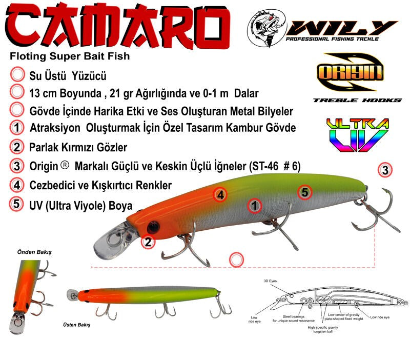 WİLY CAMARO 13 CM MAKET BALIK 21 GR (0-1M)