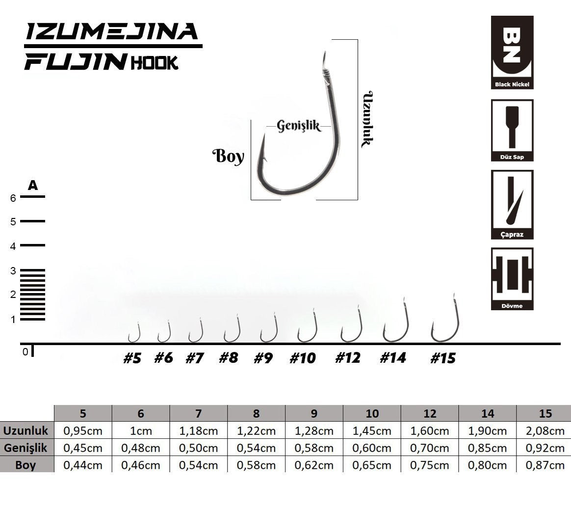 FUJİN IZUMEJİNA DELİKSİZ ÇAPRAZ OLTA KANCASI