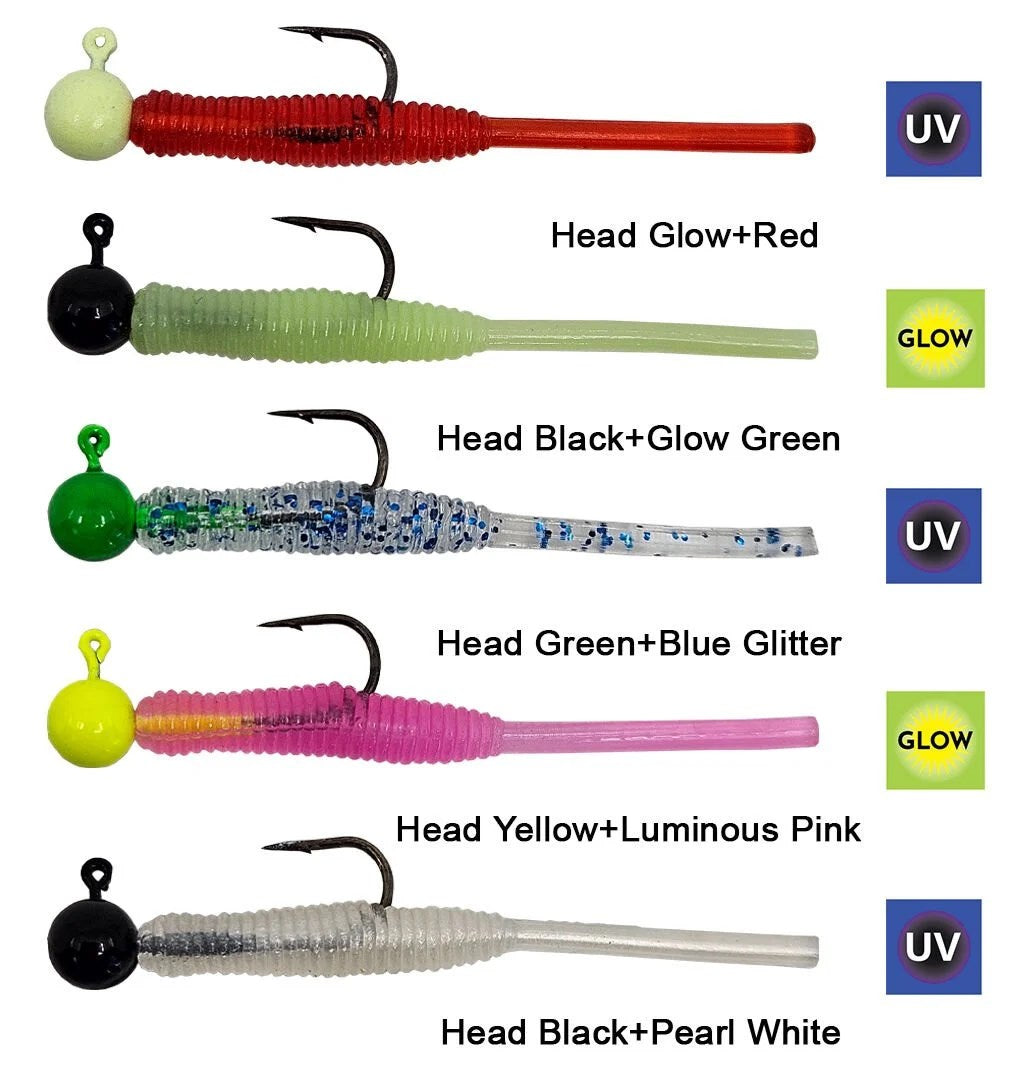 KENDO HOOK WORM JİGHEAD+LRF SİLİKONU 1GR+4.5CM 5 ADET