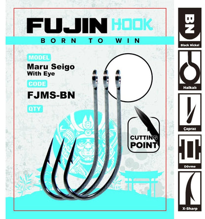 FUJİN MARU SEİGO WİTH EYE ÇAPRAZ DELİKLİ OLTA KANCASI (PAKET İÇERİSİNDE 10 ADET)
