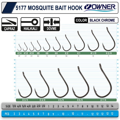 OWNER 5177 MOSQUİTO HOOK BLACK CHROME SİNEK İĞNE