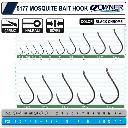OWNER 5177 MOSQUİTO HOOK BLACK CHROME SİNEK İĞNE