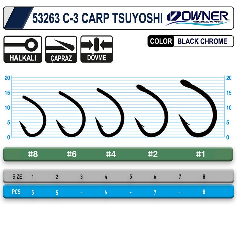 OWNER 53263 C-3 CARP TSUYOSHİ BLACK CHROME SAZAN İĞNESİ