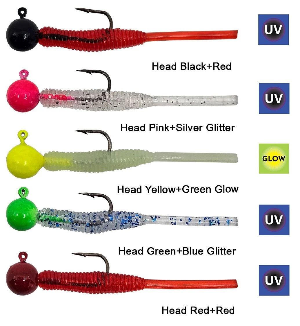 KENDO HOOK WORM JİGHEAD+LRF SİLİKONU 2GR+4.5CM 5 ADET
