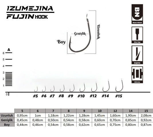 FUJİN IZUMEJİNA DELİKSİZ ÇAPRAZ OLTA KANCASI