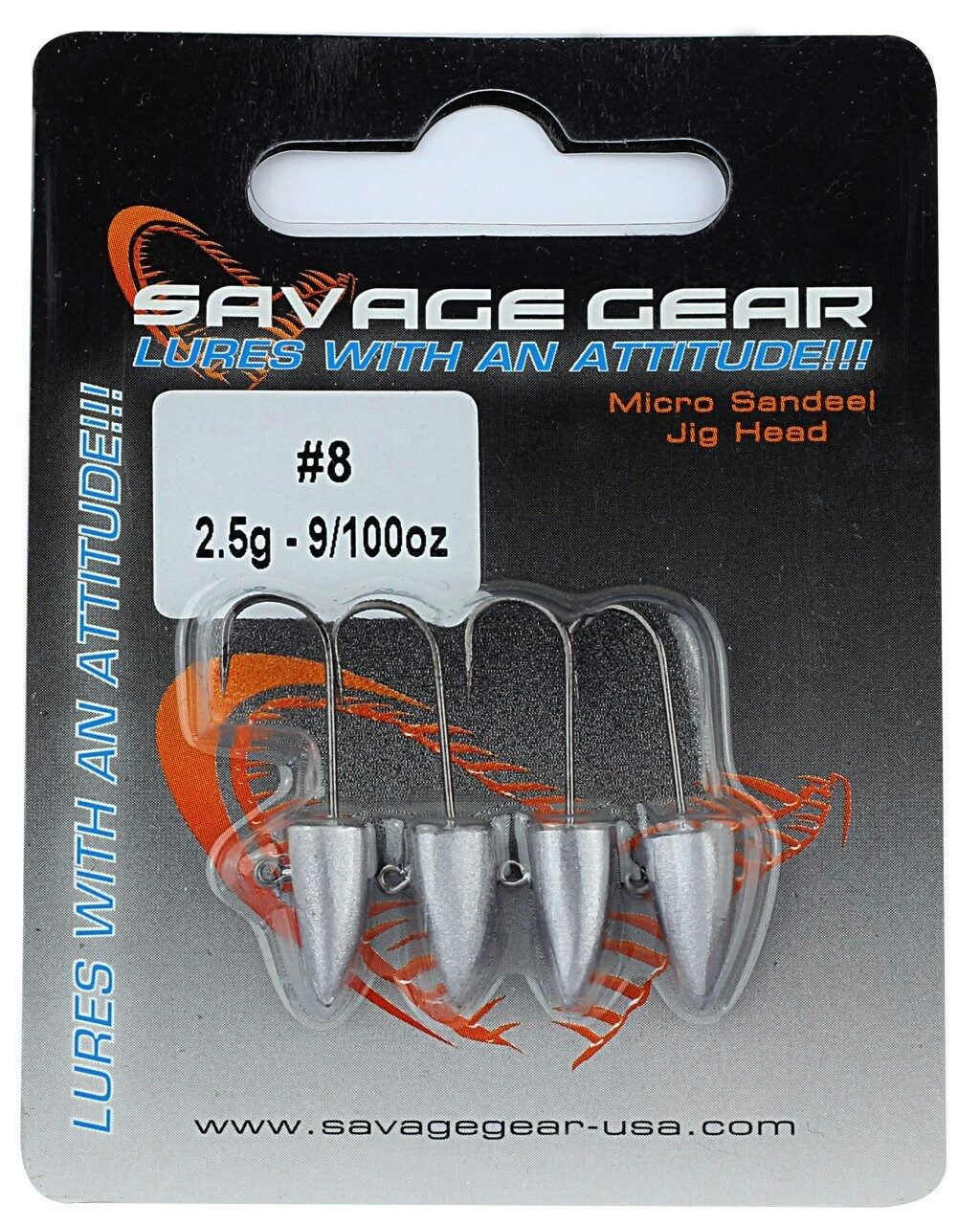 SAVAGE GEAR 2.5 G #8 US-SG LRF MICRO SANDEEL JIG HEAD 4PCS 55796