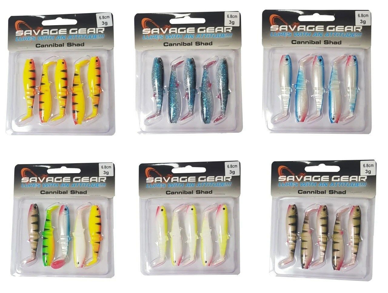 SAVAGE GEAR CANNIBAL SHAD E-SG LB CANNIBAL 6.8 CM 5PCS CLOWN 3G 69952