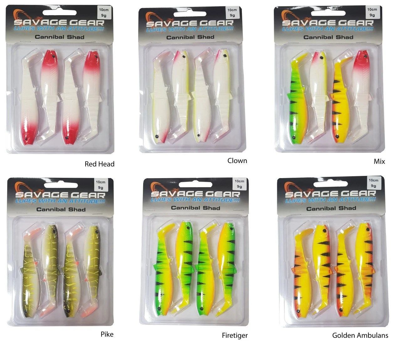 SAVAGE GEAR CANNIBAL SHAD 10CM 9GR E-SG LB 4PCS CLOWN 69968 TANE---
