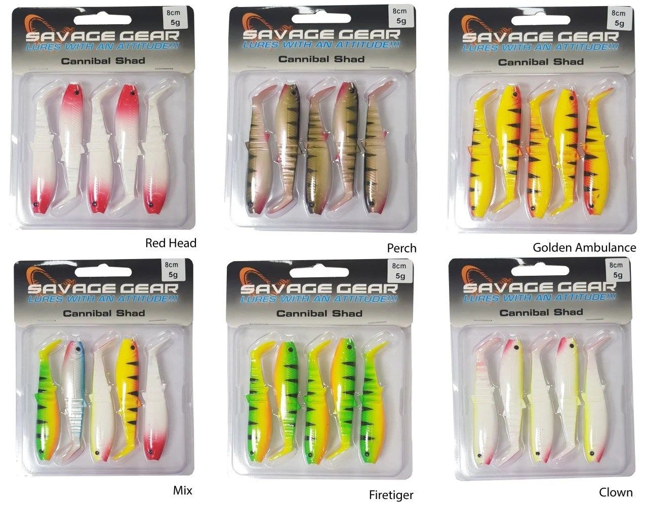 SAVAGE GEAR CANNIBAL SHAD 8CM 5G E-SG LB RED HEAD 5PCS 70090 TANE---